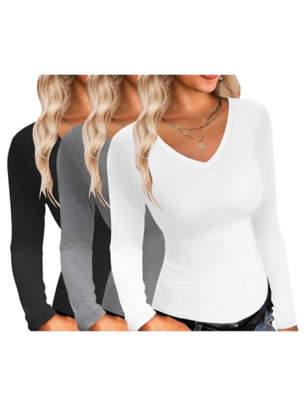Ekouaer V-Neck Long Sleeve Thermal Undershirt Fitted Slim Fit Winter Base Layer